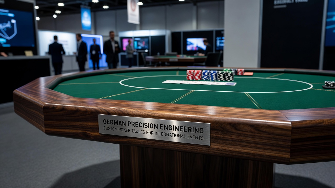 Maßgefertigter Pokertisch mit deutscher Präzisionstechnik für internationale Turniere