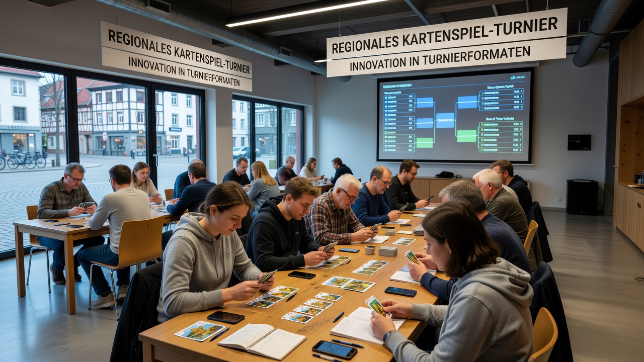 Gruppe von Spielern testet innovatives Turnierformat bei einem regionalen Treffen