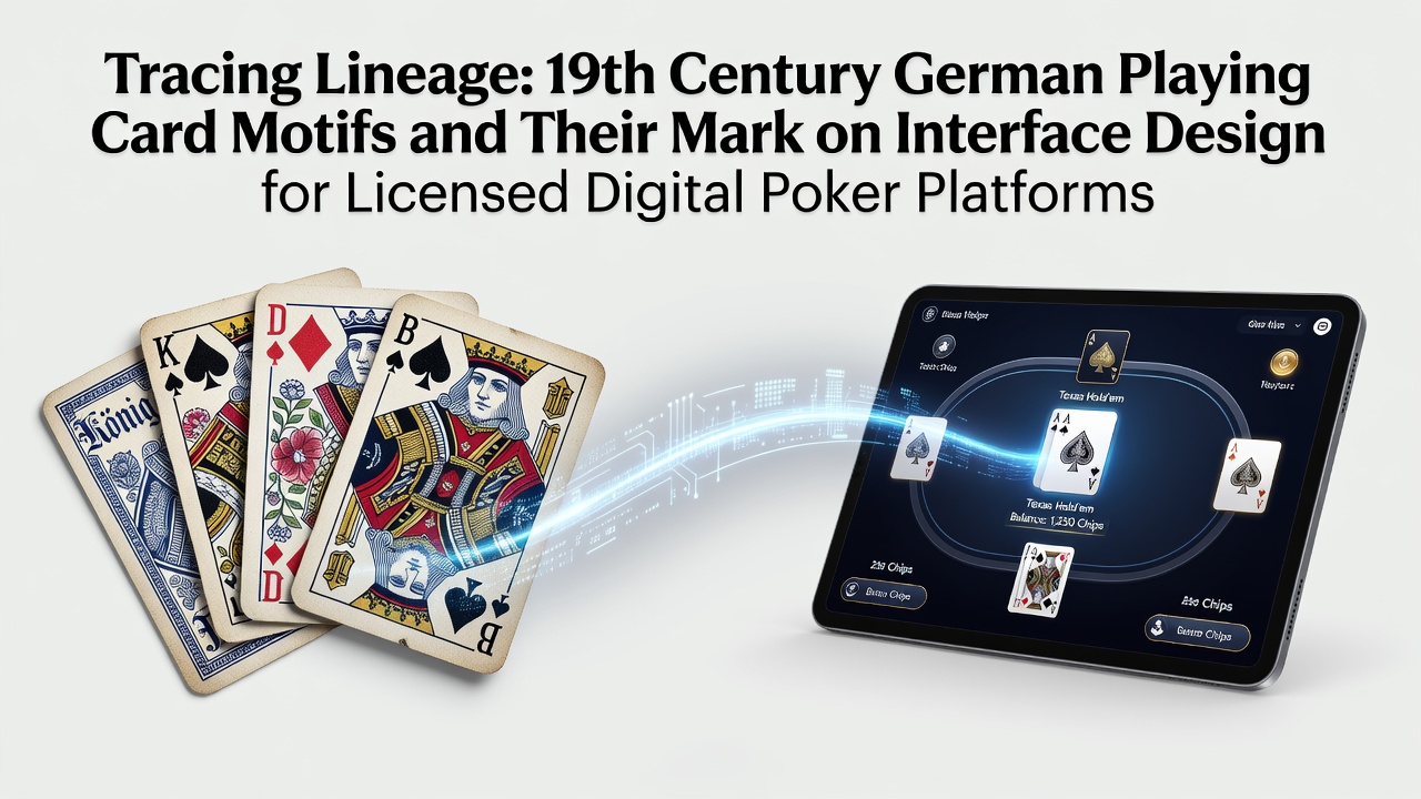 Historische deutsche Spielkartenmotive aus dem 19. Jahrhundert mit traditionellen Symbolen und Farben